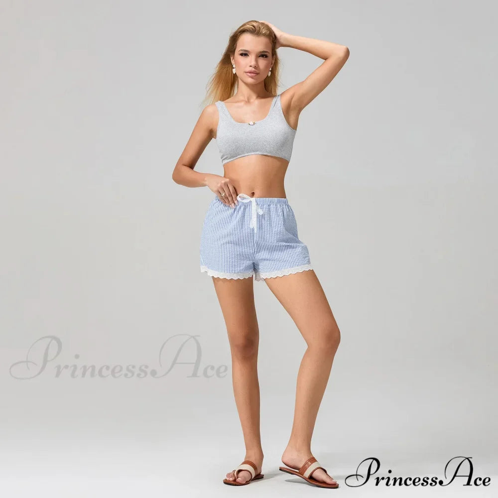 Patterned Lace Edging Wide Leg Short