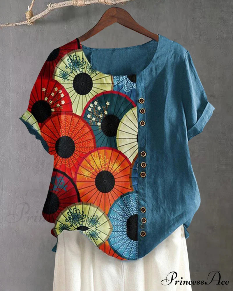 Patterned neck crew tee