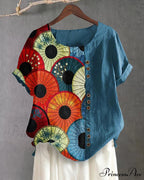 Patterned neck crew tee