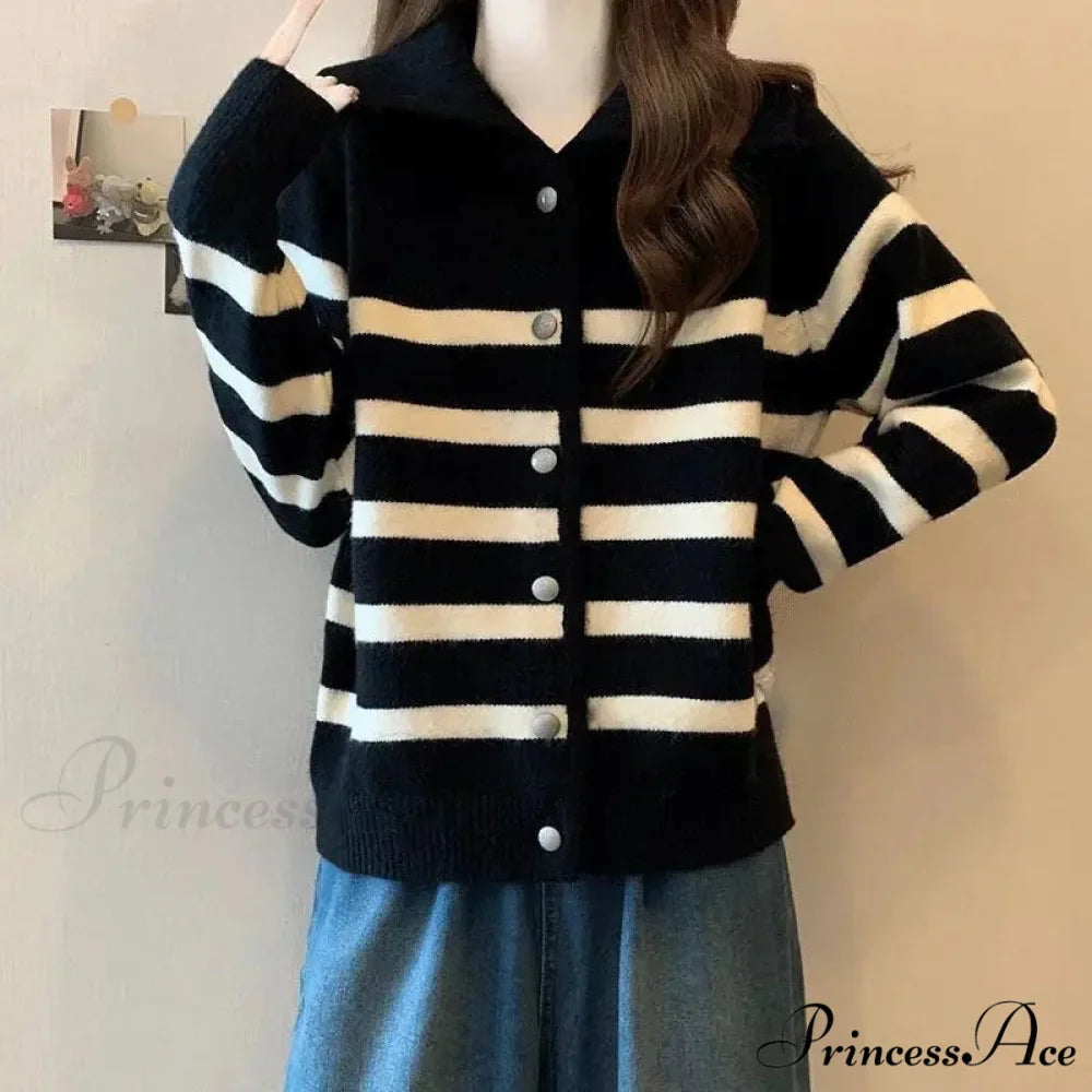 Patterned Polo Neck Slimming Cardigan