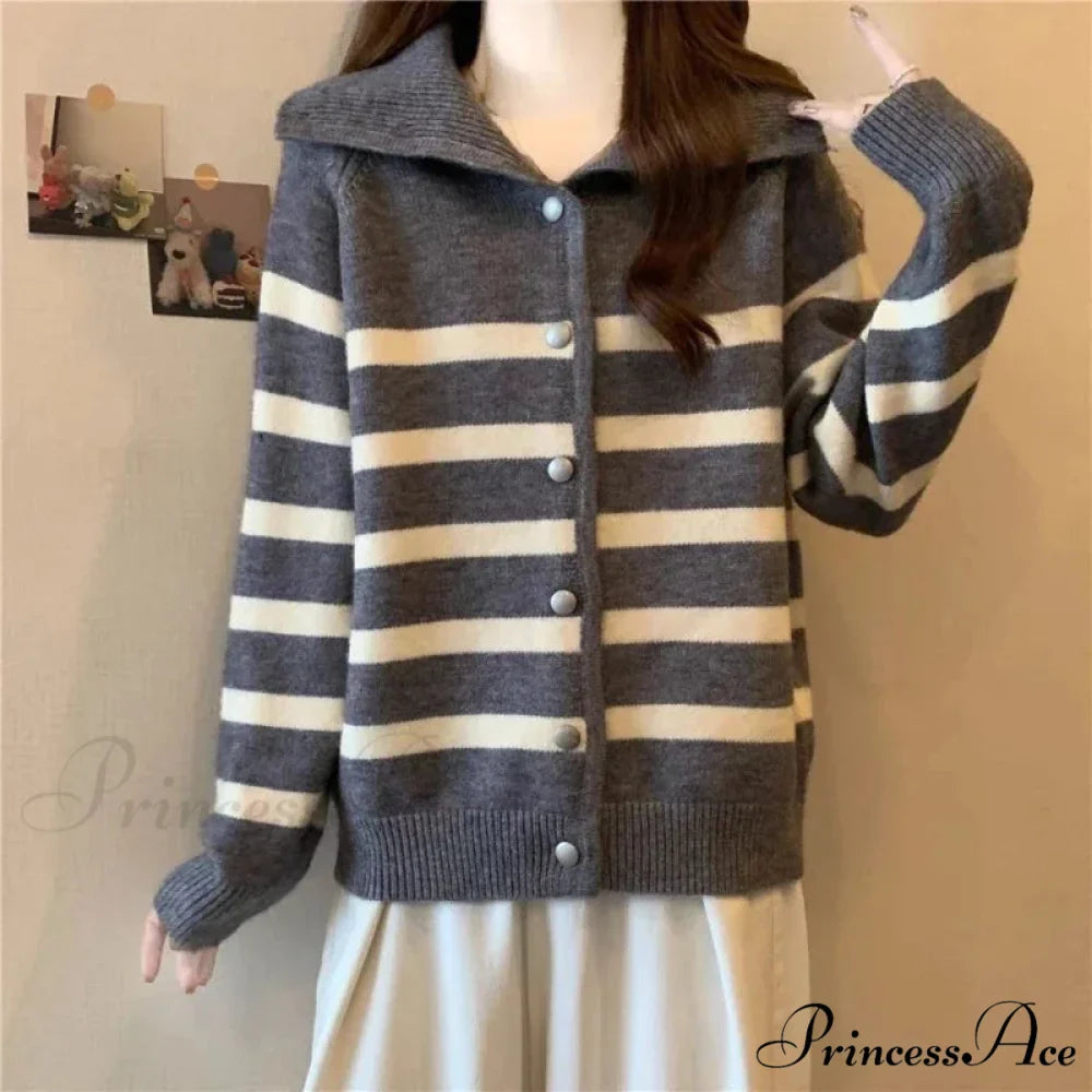 Patterned Polo Neck Slimming Cardigan