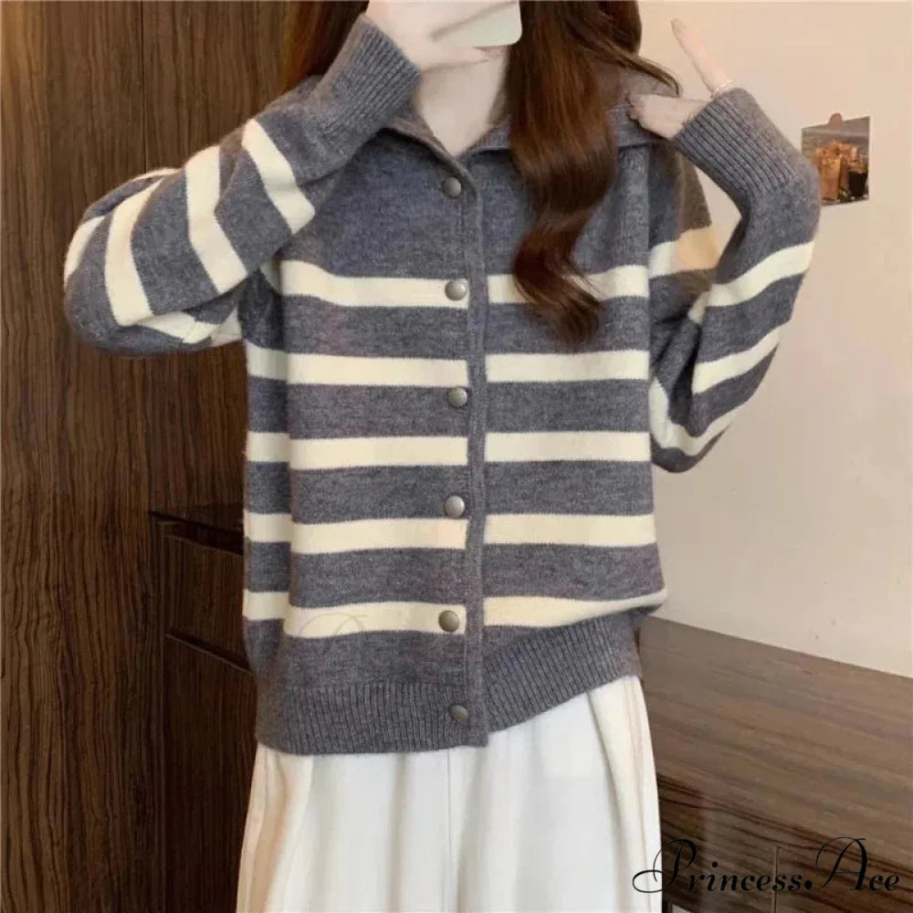 Patterned Polo Neck Slimming Cardigan