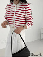 Patterned Print Cropped Baggy Knit Cardigan