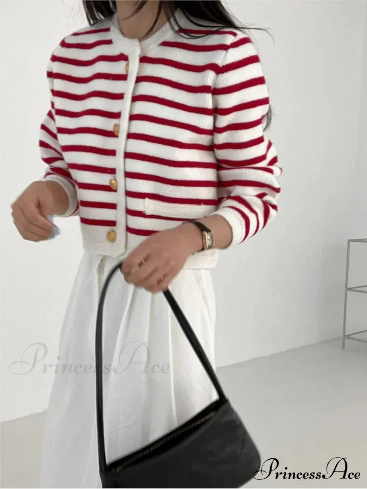 Patterned Print Cropped Baggy Knit Cardigan