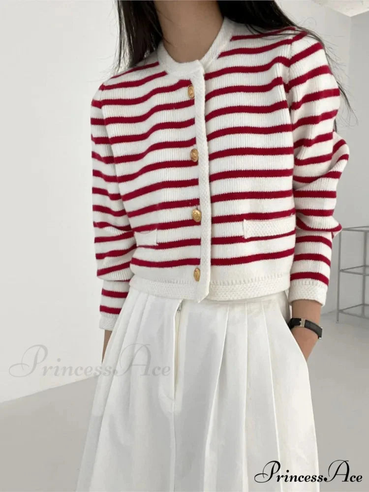 Patterned Print Cropped Baggy Knit Cardigan