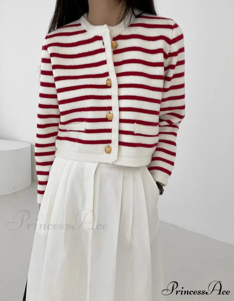 Patterned Print Cropped Baggy Knit Cardigan