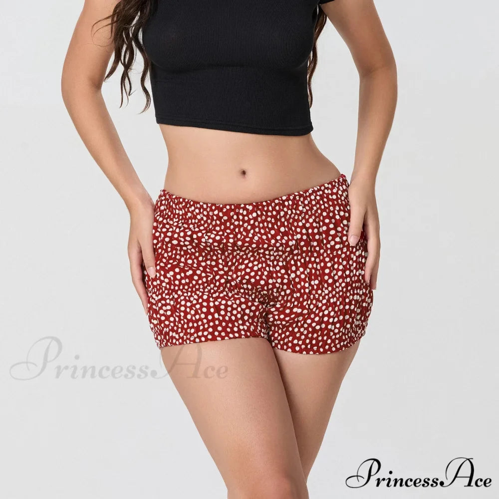 Patterned Printed Gathered Stretchy Waist Short
