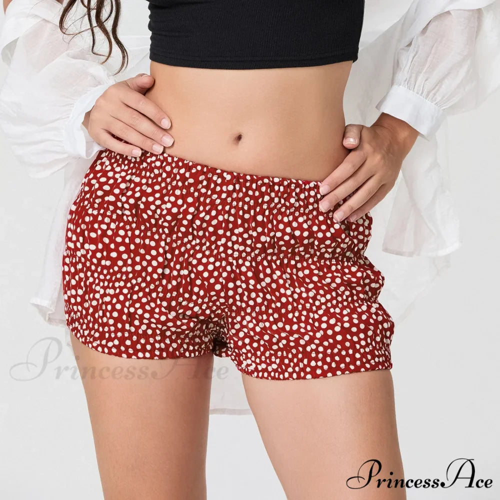 Patterned Printed Gathered Stretchy Waist Short