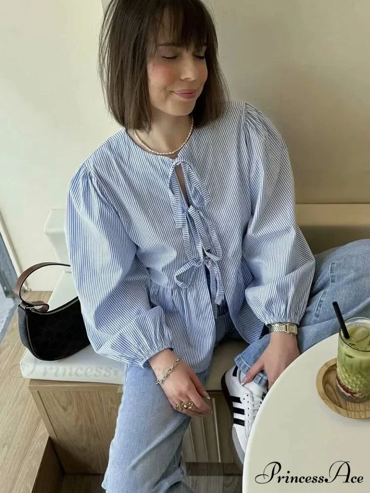 Patterned Puff Sleeve Festive Top