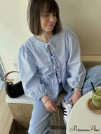 Patterned Puff Sleeve Festive Top