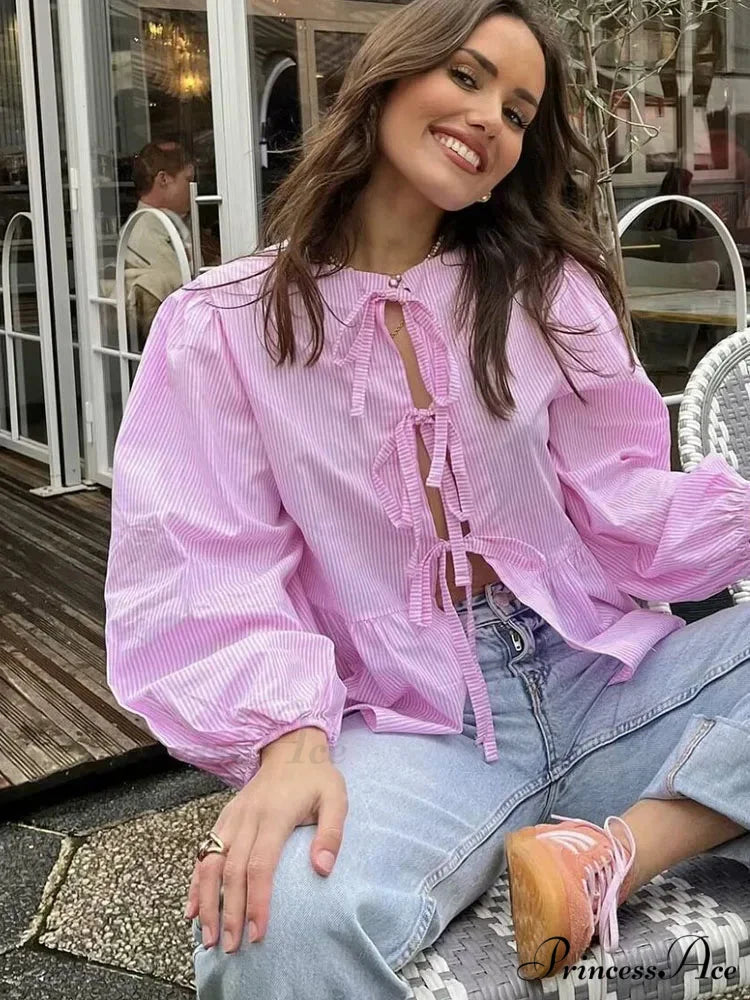 Patterned Puff Sleeve Festive Top