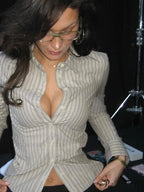 Patterned Retro Button-Up Blouse