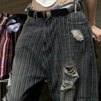 Patterned Retro Early 2000s Women Denim Trousers