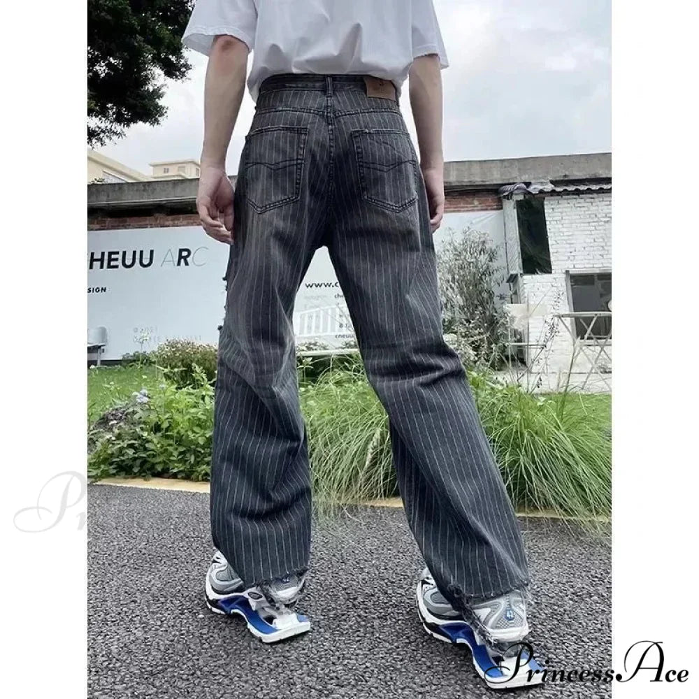 Patterned Retro Early 2000s Women Denim Trousers