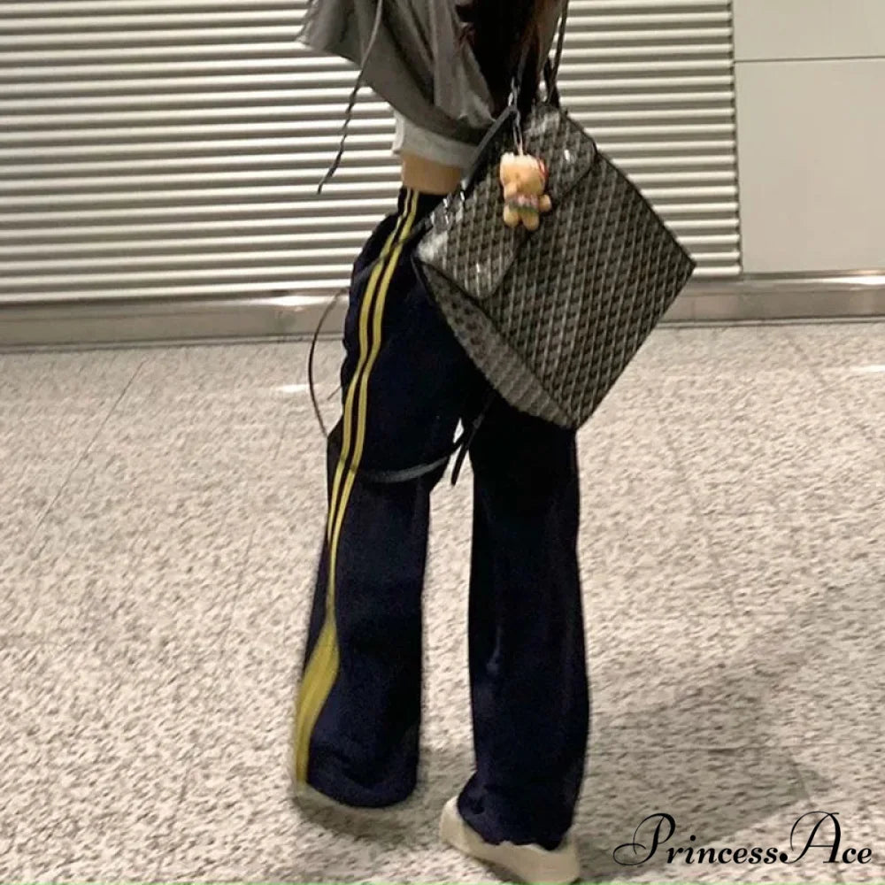 Patterned Retro Wide Leg Trousers