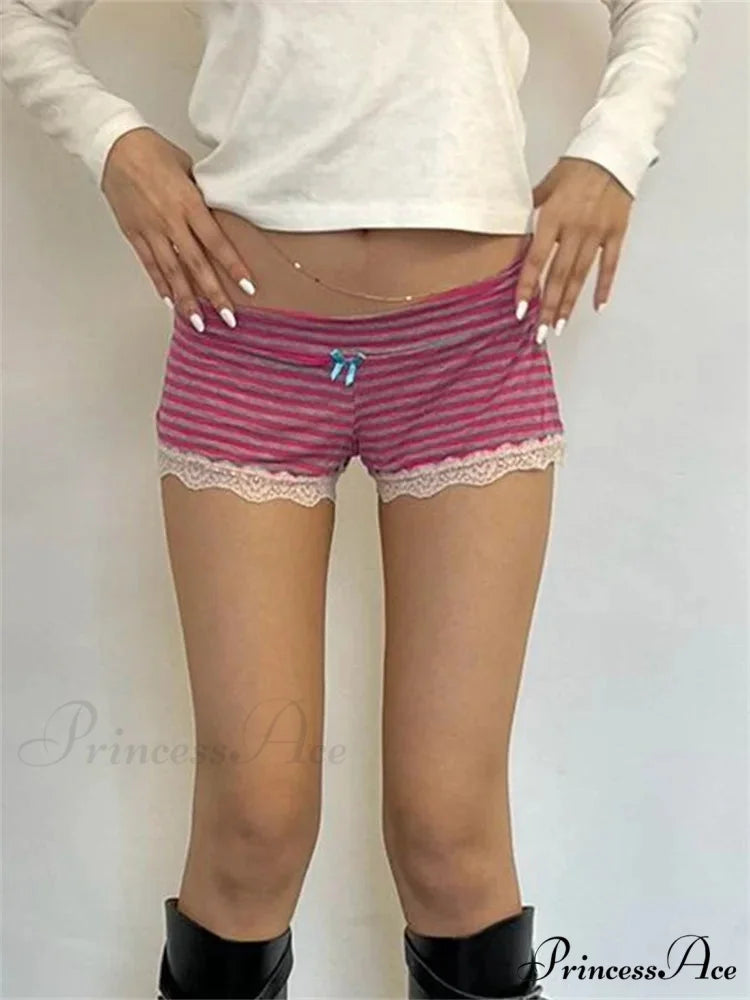 Patterned Ribbon Lace Sleepwear Short