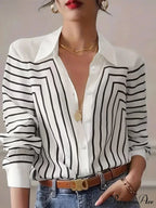 Patterned Round-neck Blouse Professional Attire Blouse