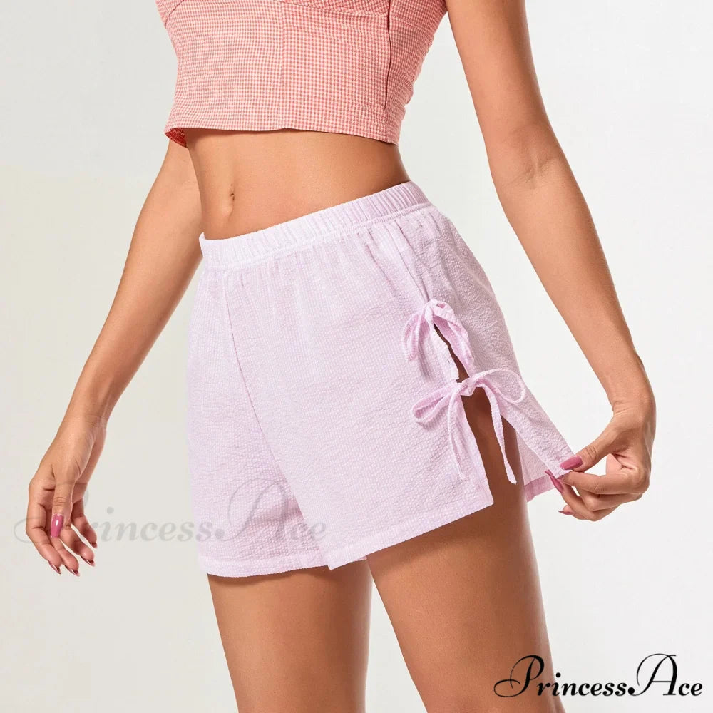 Patterned Side Opening Ribbon Short