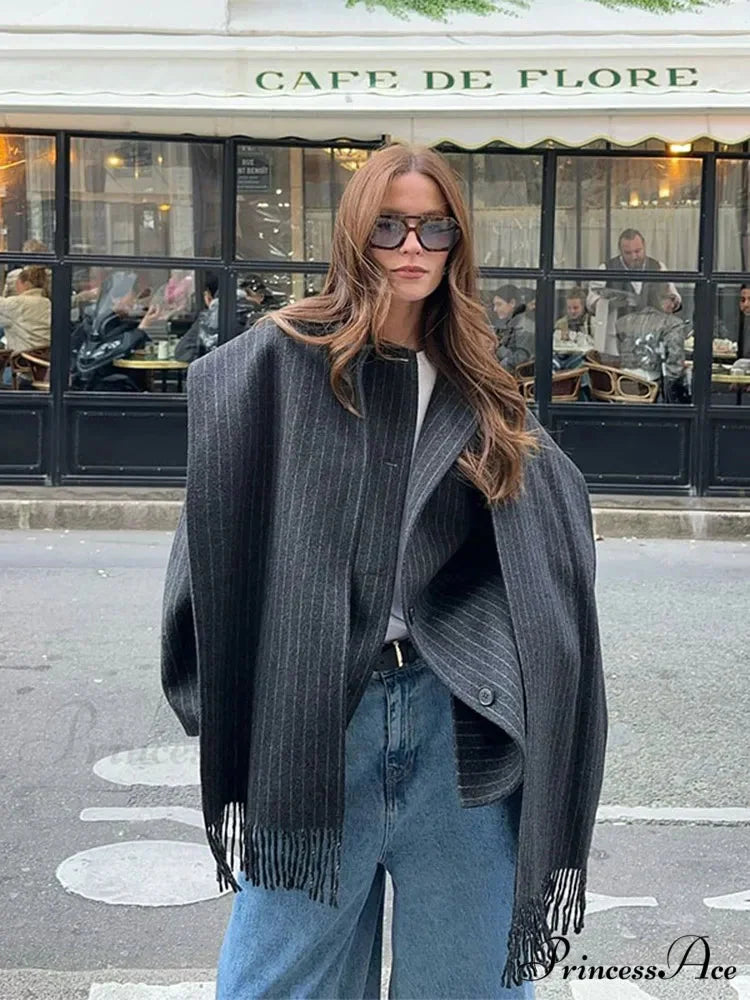 Patterned Solitary Buttoned Wool Overcoat