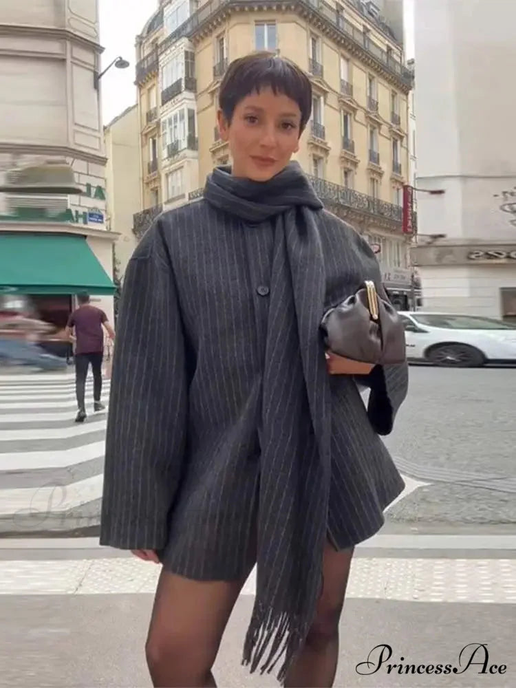 Patterned Solitary Buttoned Wool Overcoat