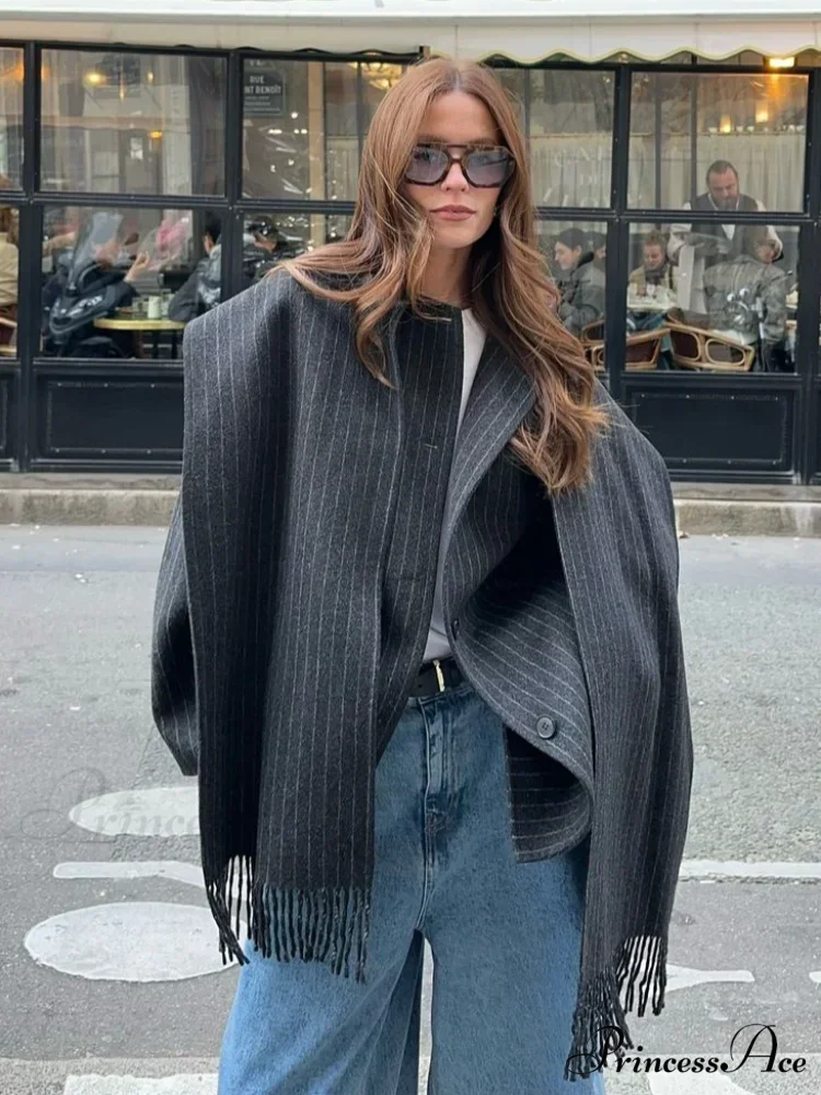 Patterned Solitary Buttoned Wool Overcoat