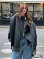 Patterned Solitary Buttoned Wool Overcoat