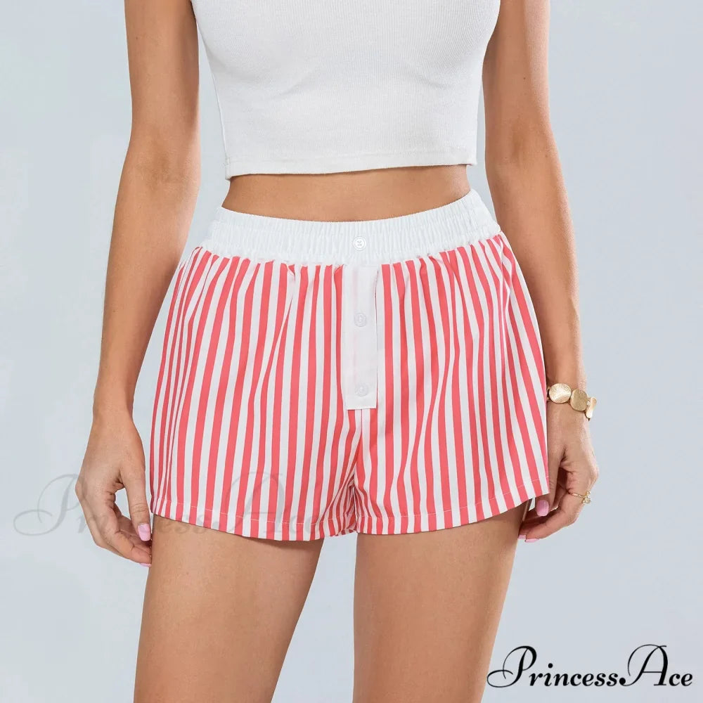 Patterned Stretchy Waist Baggy Short