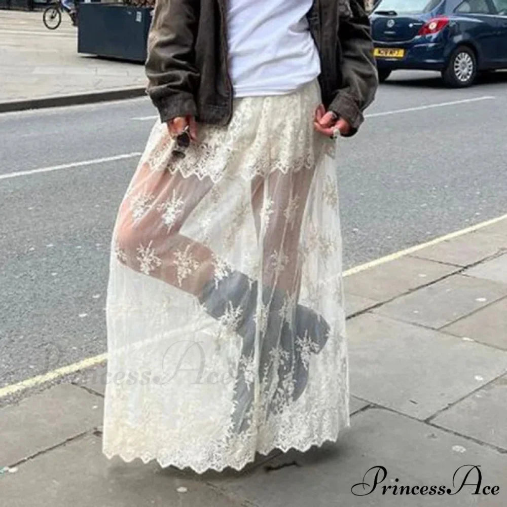Patterned Transparent Maxi Skirt