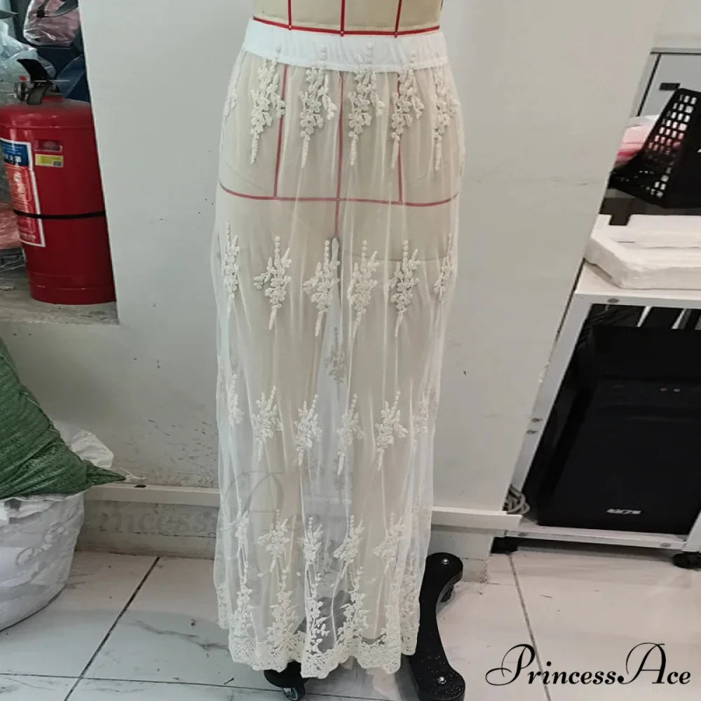 Patterned Transparent Maxi Skirt