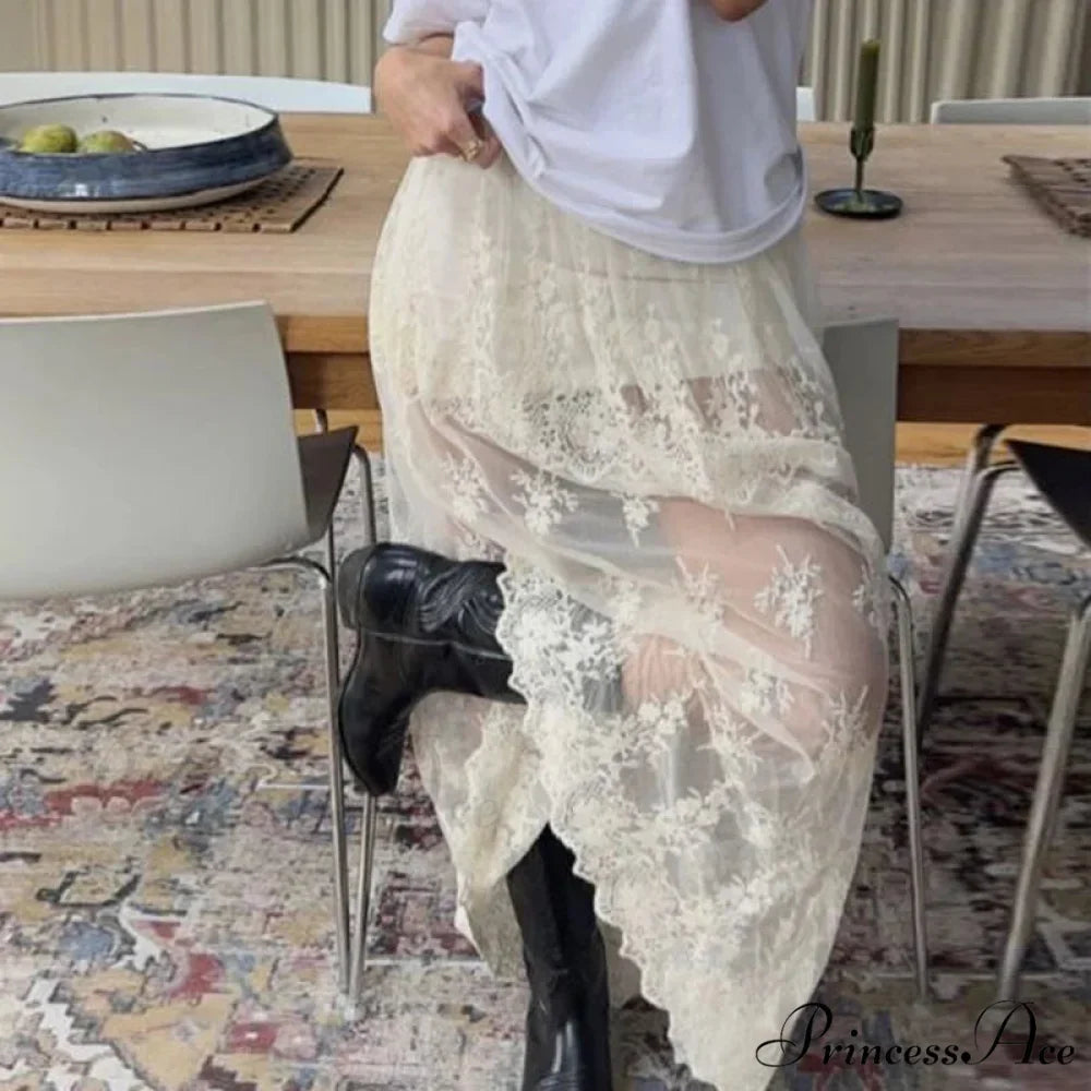 Patterned Transparent Maxi Skirt