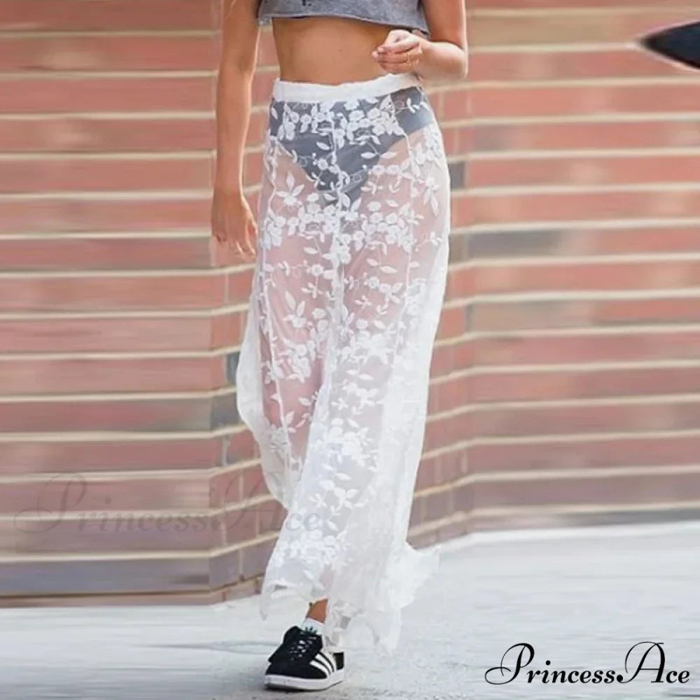 Patterned Transparent Maxi Skirt