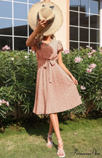 Patterned V-neck Folded for Gown Skirt Women