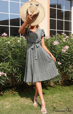 Patterned V-neck Folded for Gown Skirt Women