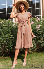 Patterned V-neck Folded for Gown Skirt Women