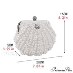 Pearl Beaded Evening Clutch Bag with Chain