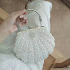 Pearl Beaded Evening Clutch Bag with Chain
