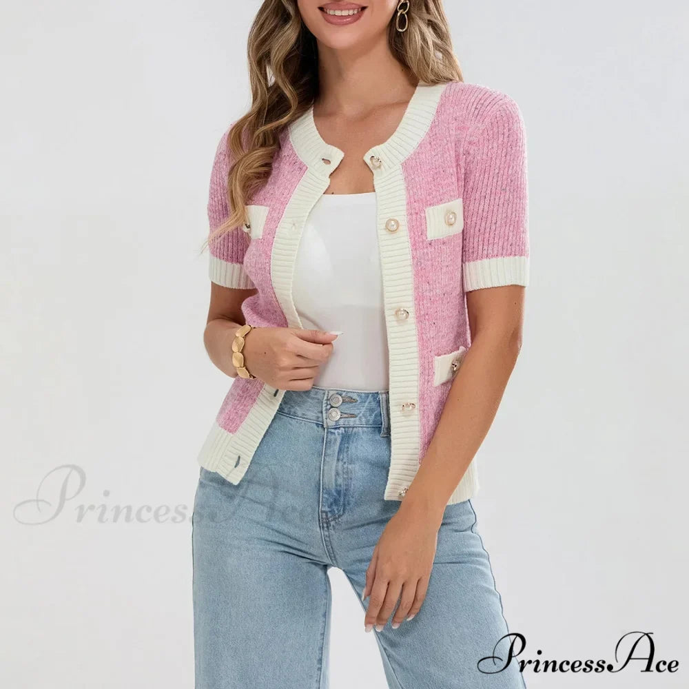Pearl Button Short Sleeve Cardigan