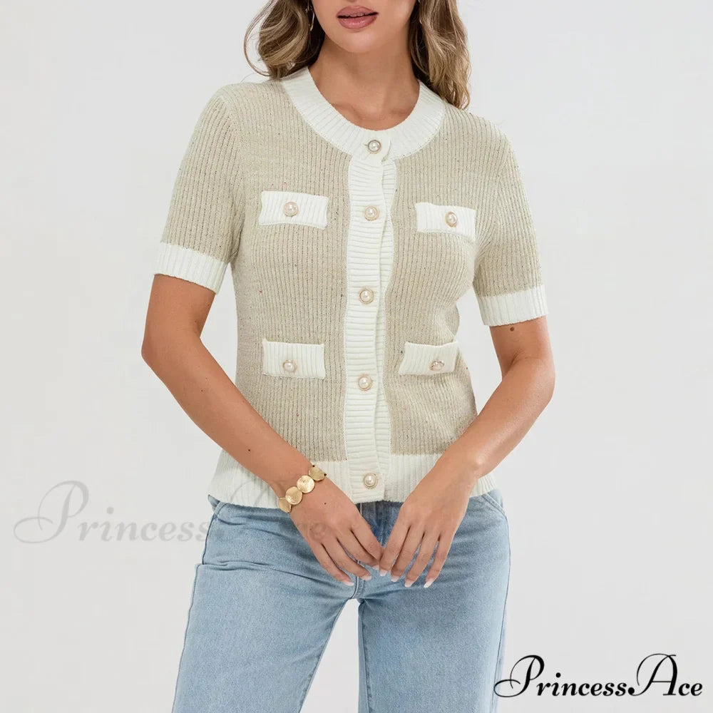 Pearl Button Short Sleeve Cardigan