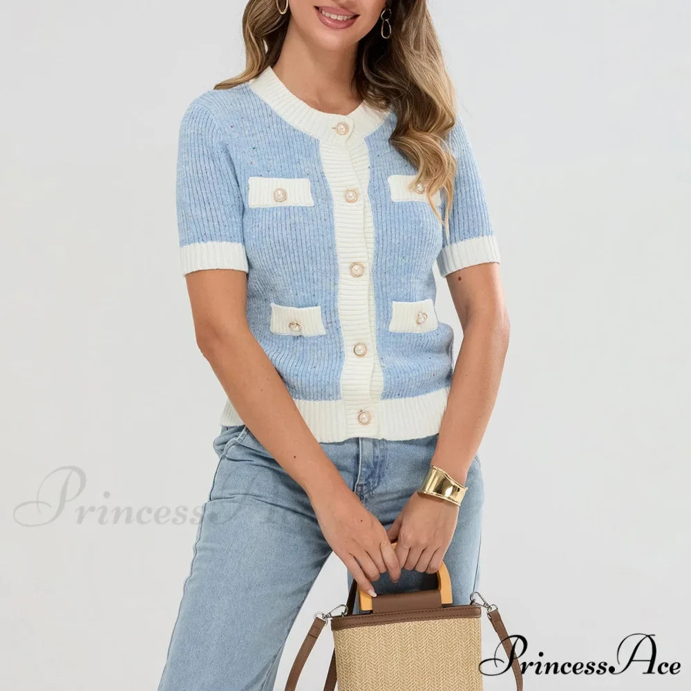 Pearl Button Short Sleeve Cardigan