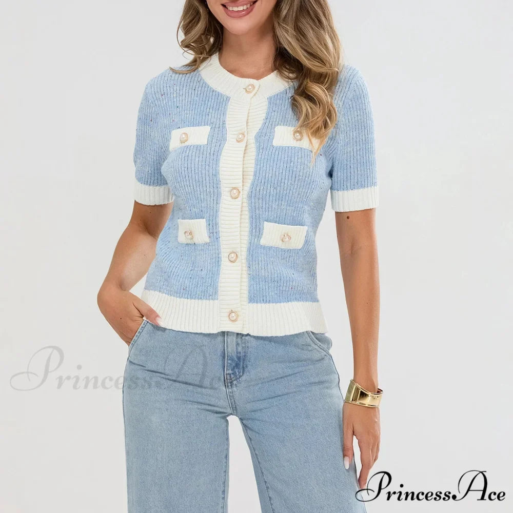 Pearl Button Short Sleeve Cardigan