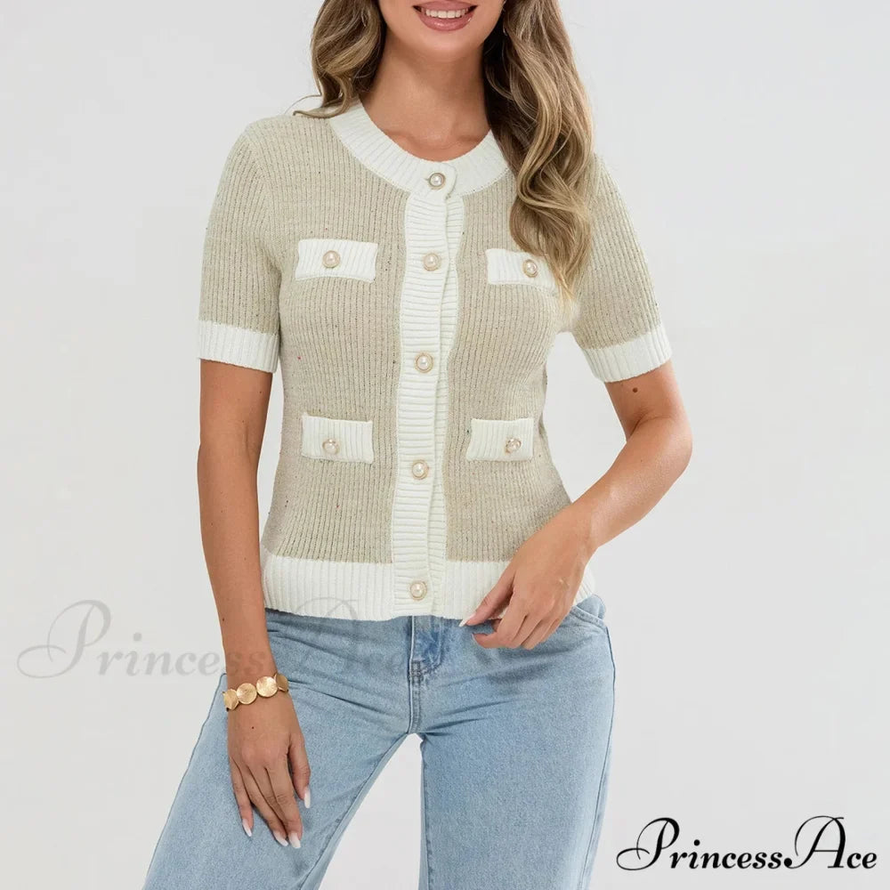 Pearl Button Short Sleeve Cardigan