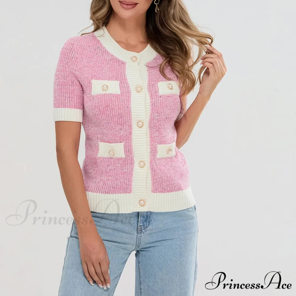 Pearl Button Short Sleeve Cardigan