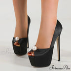 Pearl Nightclub Silk Platform Party Peep-Toe Cozy StripperFashionable Sexy High Heel