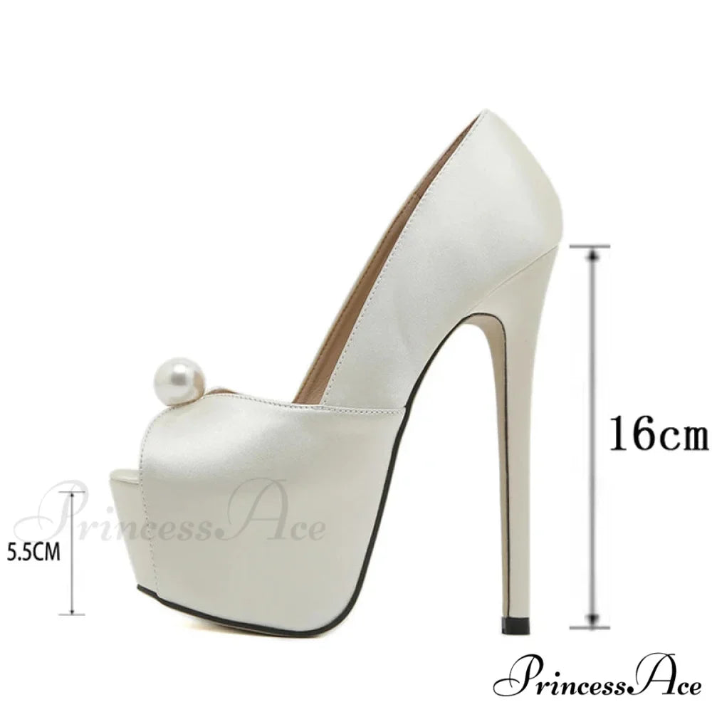 Pearl Nightclub Silk Platform Party Peep-Toe Cozy StripperFashionable Sexy High Heel