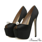 Pearl Nightclub Silk Platform Party Peep-Toe Cozy StripperFashionable Sexy High Heel
