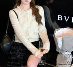 Pearls Button O-neck Cardigan