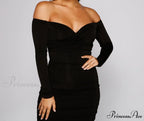 Penelope Off-The-Shoulder Stylish Ruched Midi Dress