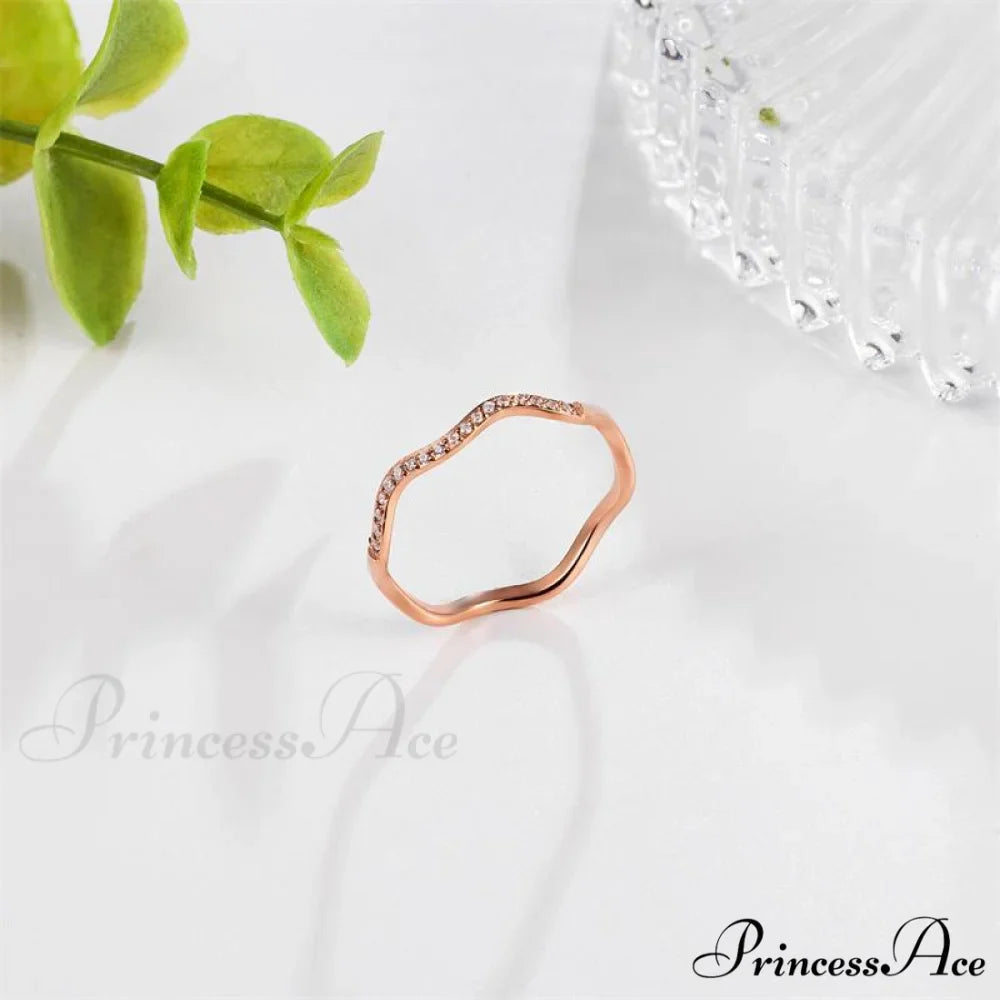 Personalized Irregular Curved Edge Rose Gold Ring