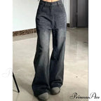 Petite High-Waisted Draped Straight-Leg Women's Loose-Fit Slimming Pants Vintage Versatile Style For All Seasons Jeans