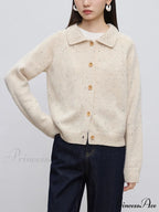Petite Retro Lapel Knit Cardigan for Early Autumn Red Christmas Sweater